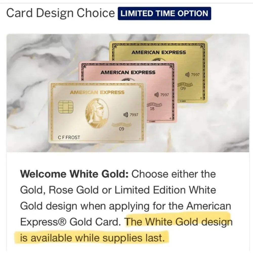 REAL American Express Amex WHITE GOLD PLATINUM Metal Personal Card LTD Cancelled